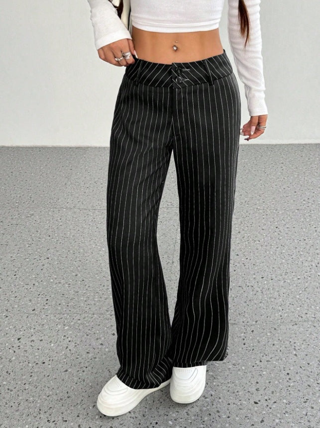 Women's Striped Slim Flared Office Pants