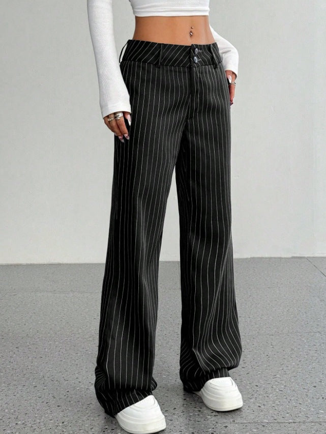 Women's Striped Slim Flared Office Pants