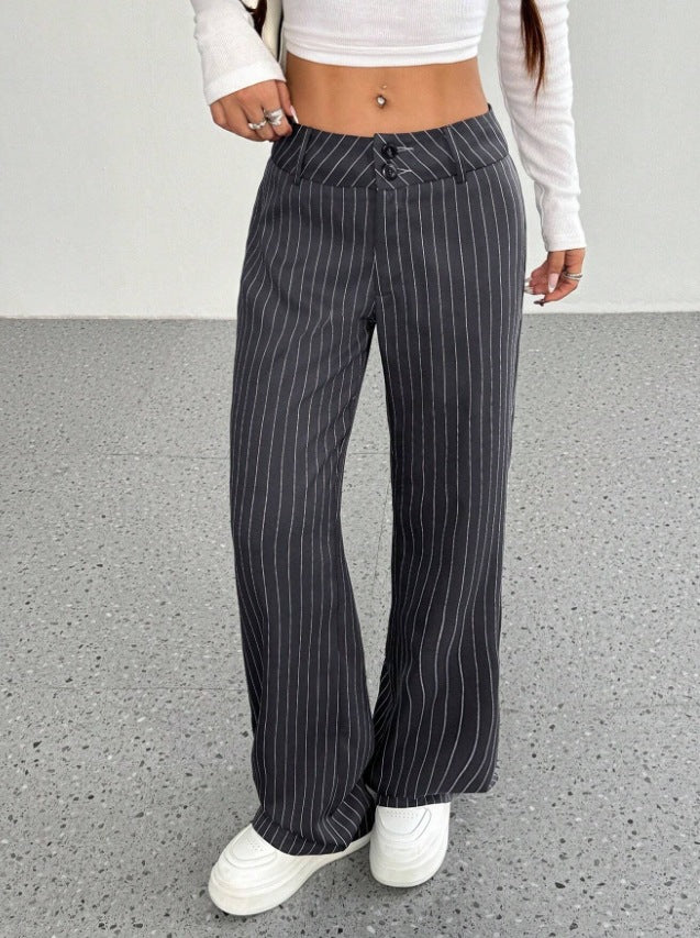 Women's Striped Slim Flared Office Pants