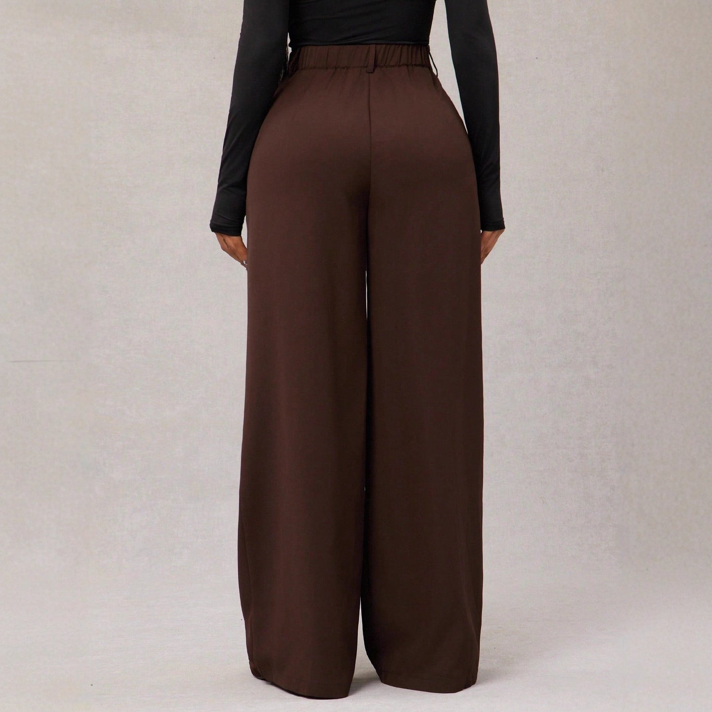 Women's High-Waist Wide-Leg Suit Pants in Grey