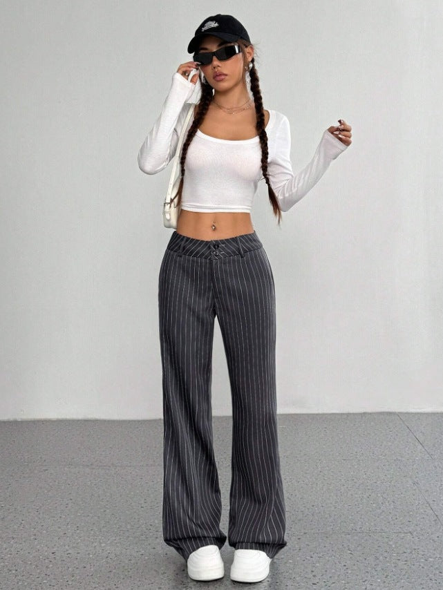Women's Striped Slim Flared Office Pants