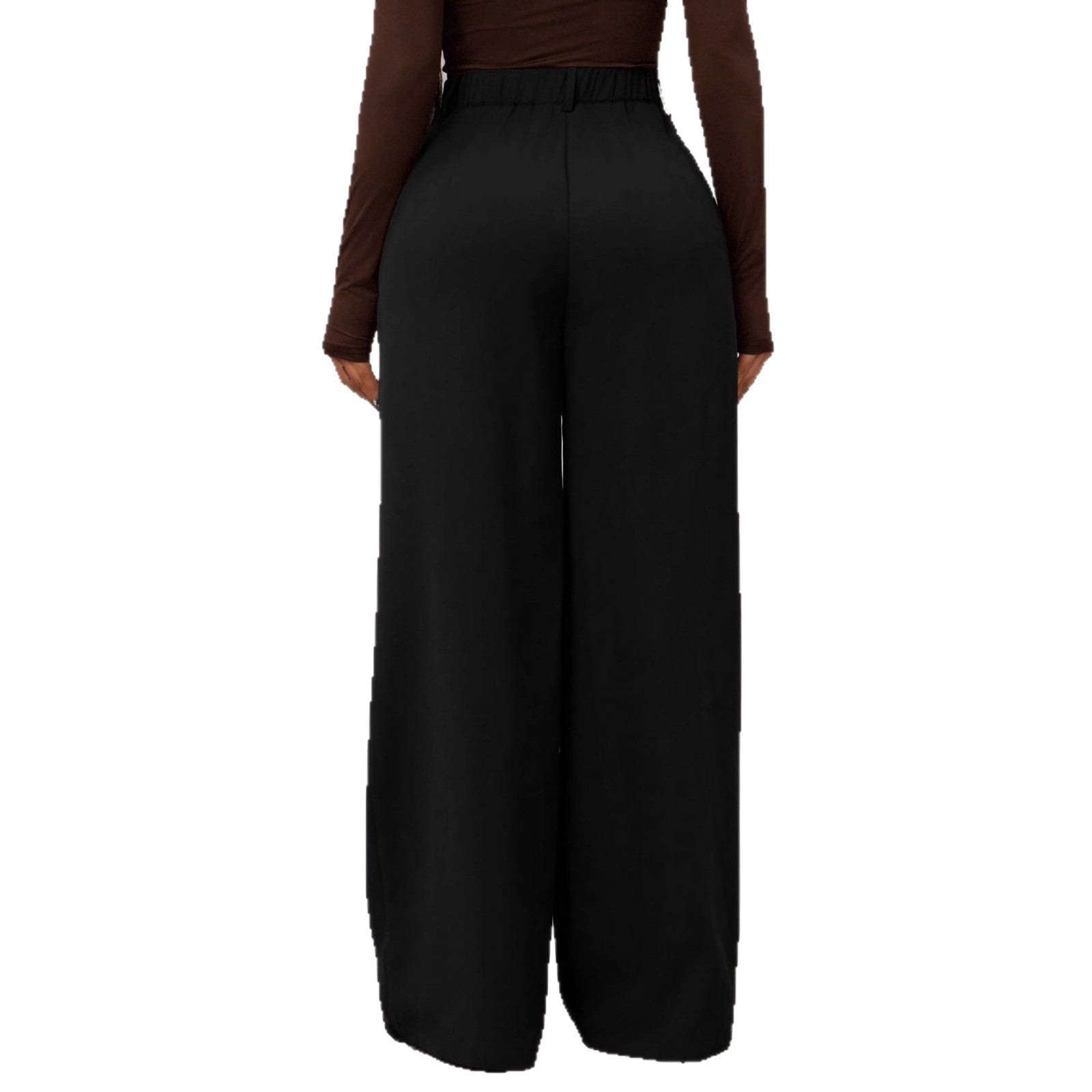 Women's High-Waist Wide-Leg Suit Pants in Deep red