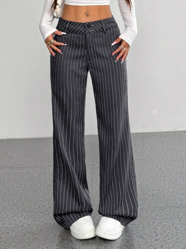 Women's Striped Slim Flared Office Pants