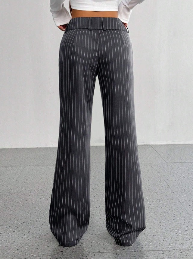 Women's Striped Slim Flared Office Pants