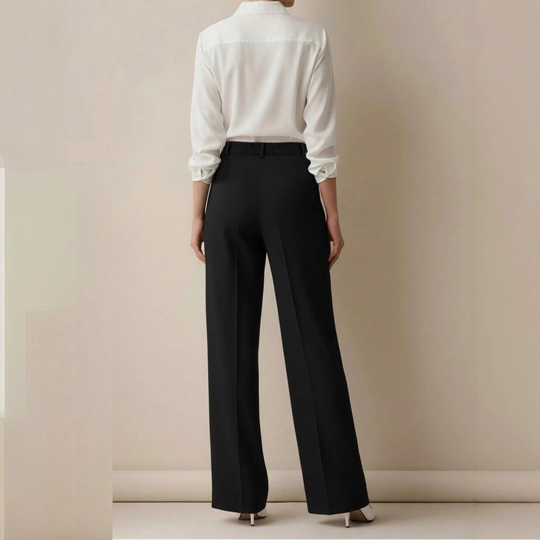 Women's High-Waist Wide-Leg Casual Pants in White