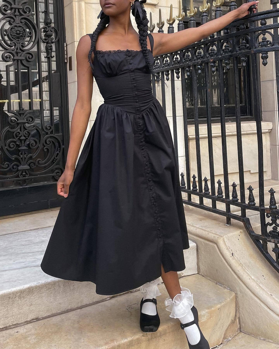 Floral Print Short Sleeve Maxi Dress - Black